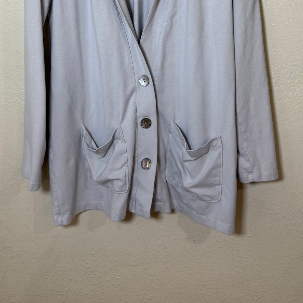 J.Jill‎ Women Cardigan Sweater M Grey Shawl Collar Button Front Cotton Modal - Picture 4 of 11